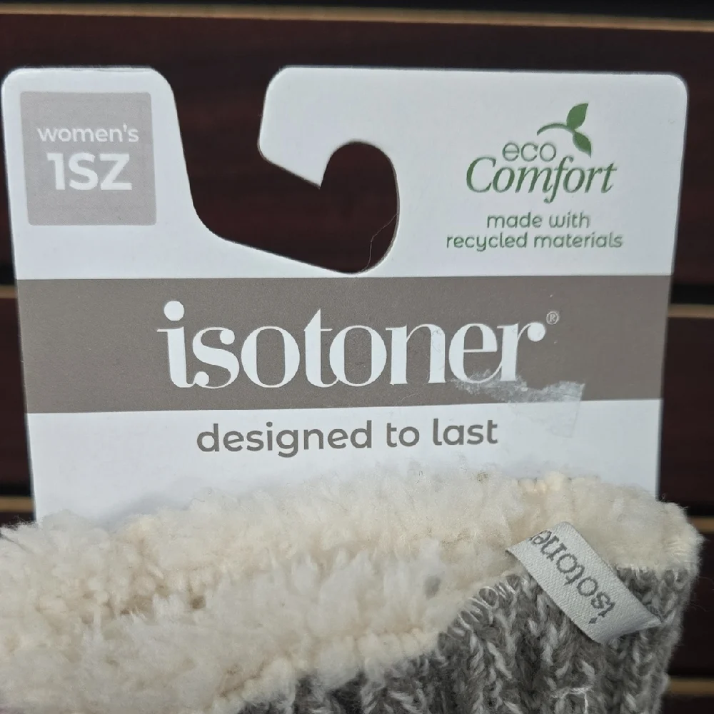 Isotoner | Adult Snowflake Knit Gloves – Light Gray Sherpasoft Lined | OSFM - Picture 8 of 8